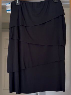 INC International Concepts Black Tiered Midi Dress
